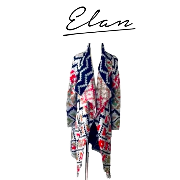 Elan long Aztec Oversized Cardigan Geometric Size:Small